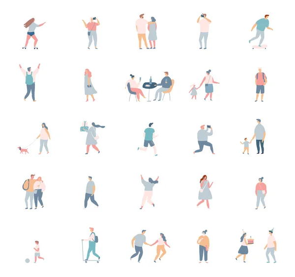 Plano Vector Personas Conjunto Diseño Simple Gente Dibujos Animados Aislados — Vector de stock