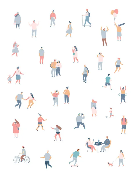 Плоский Векторный Набор Людей Простой Дизайн Мультфильма Люди Изолированы Белом — стоковый вектор