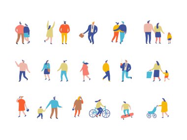 Düz vektör seti. Kalabalık.