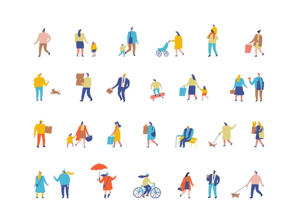 People Flat Vector Set Folkmassa — Stock vektor