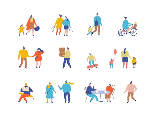 People Flat Vector Set Folkmassa — Stock vektor