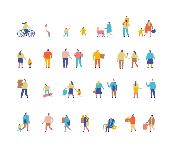 People Flat Vector Set Folle — Vettoriale Stock