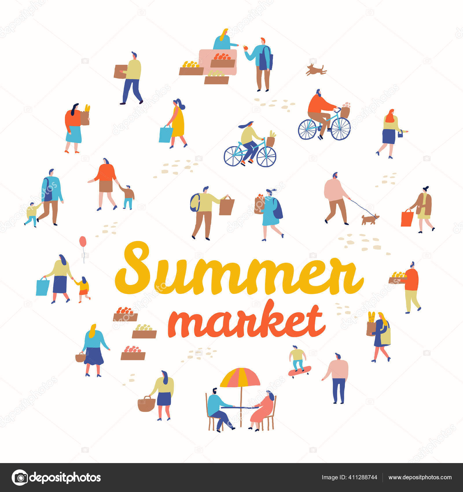 City Flat Vector Summer Street Market People Crowd Stock Vector Image by ©Oksana_L 411288744