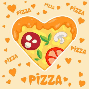 Parça pizza kalp şeklinde