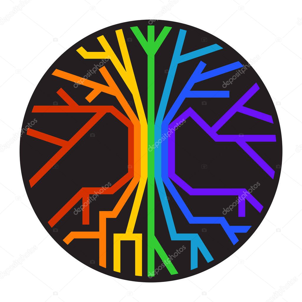 World Tree of Life Yggdrasil in Rainbow Colors