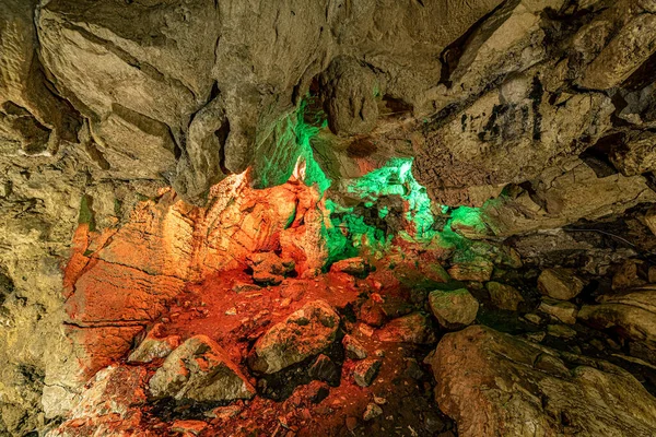 Rusia Sochi Vorontsovskie Cuevas Agosto 2020 Iluminación Cuevas — Foto de Stock