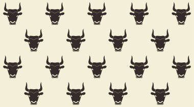 Dark Bull Head with horns silhouette pattern background clipart