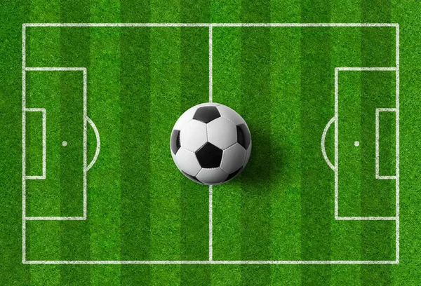 Футбольное Поле Мячом Посередине — стоковое фото