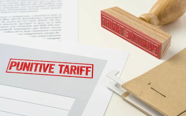 Timbre Rouge Sur Document Tarif Unitif — Photo