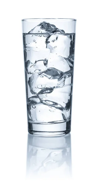 Bicchiere Acqua Cubetti Ghiaccio — Foto Stock