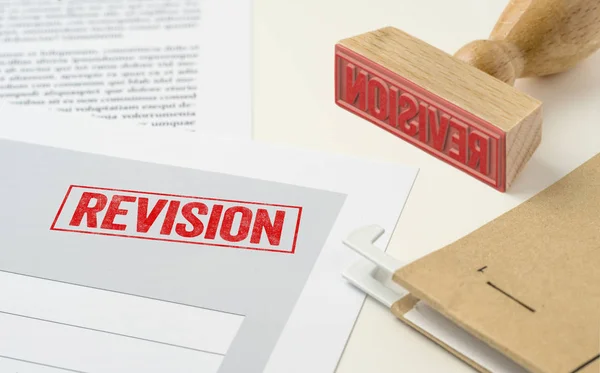 Red Stamp Document Revision — Stock Photo, Image