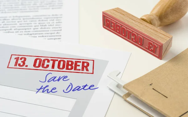 Ein Roter Stempel Auf Einem Dokument Oktober — Stockfoto