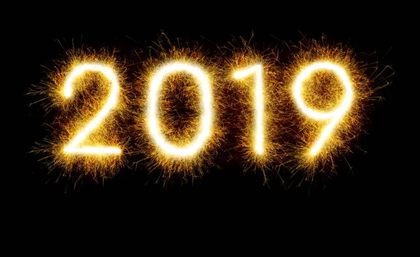 Sparkler Gelukkig Nieuwjaar 2019 — Stockfoto