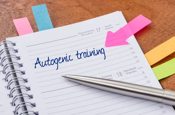 Planificador Diario Con Entrada Autogenic Training —  Fotos de Stock