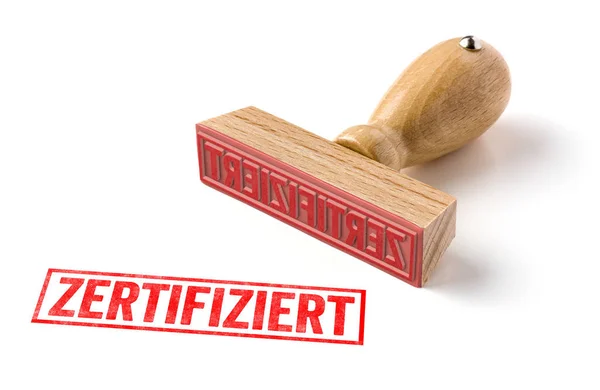 Μια Σφραγίδα Λευκό Φόντο Zertifiziert Γερμανικά Λέξη Για Τους Πιστοποιημένους — Φωτογραφία Αρχείου
