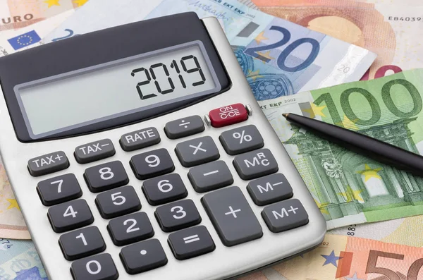 Calculator Euro Bills 2019 — Stock Photo, Image