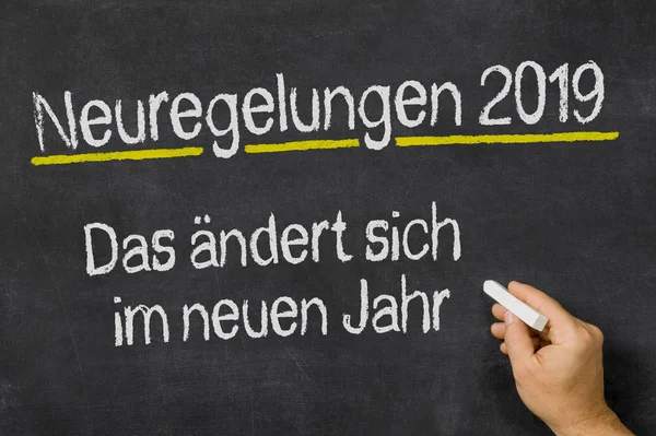 2019年纽勒根在黑板上书写 2019年日耳曼语中的变化 — 图库照片