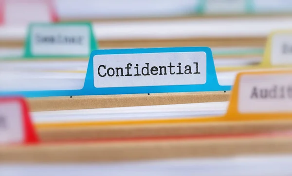 File Folders Tab Labeled Confidential — Stock Photo, Image