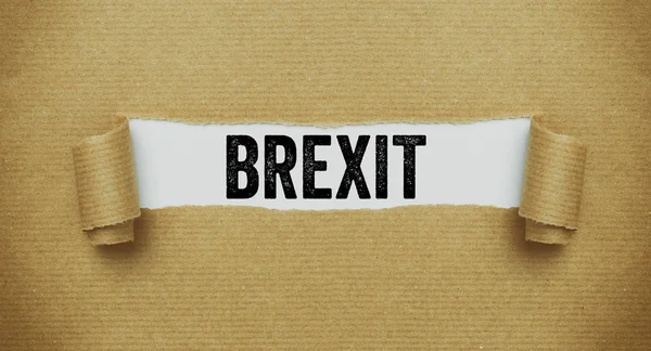 Zerrissenes Braunes Papier Enthüllt Das Wort Brexit — Stockfoto