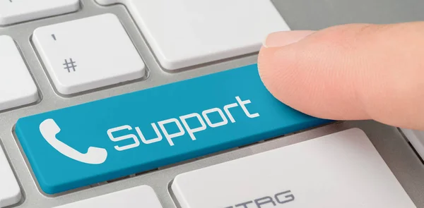 Keyboard Blue Labeled Button Support — Stock Photo, Image