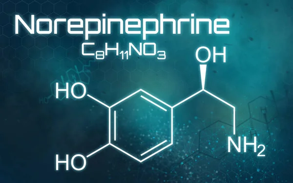 Χημικός τύπος της νορεπινεφρίνης σε φουτουριστικό φόντο — Φωτογραφία Αρχείου