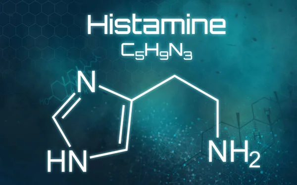 Chemische Formel von Histamin auf futuristischem Hintergrund — Stockfoto