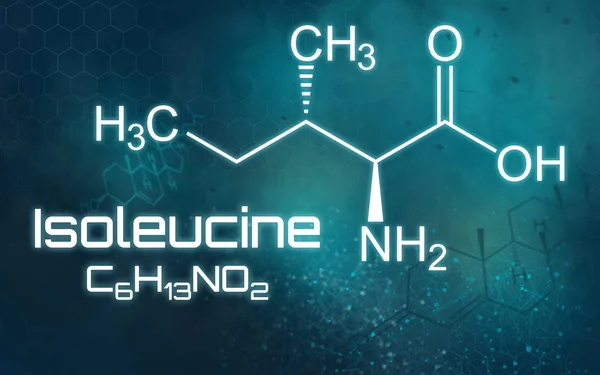 Chemische Formel von Isoleucin auf futuristischem Hintergrund — Stockfoto