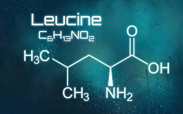 Chemische Formel von Leucin auf futuristischem Hintergrund — Stockfoto