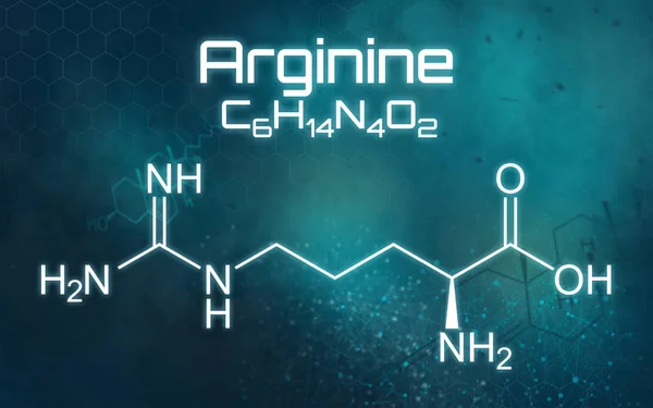 Fórmula química da arginina em um fundo futurista — Fotografia de Stock