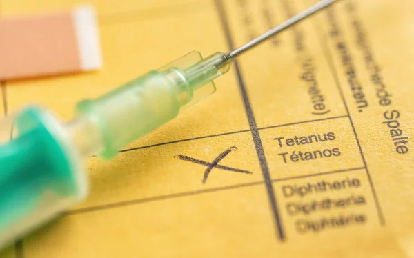 Internasjonalt vaksinasjonssertifikat - Tetanus – stockfoto
