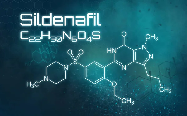 Chemische formule van Sildenafil op een futuristische achtergrond — Stockfoto
