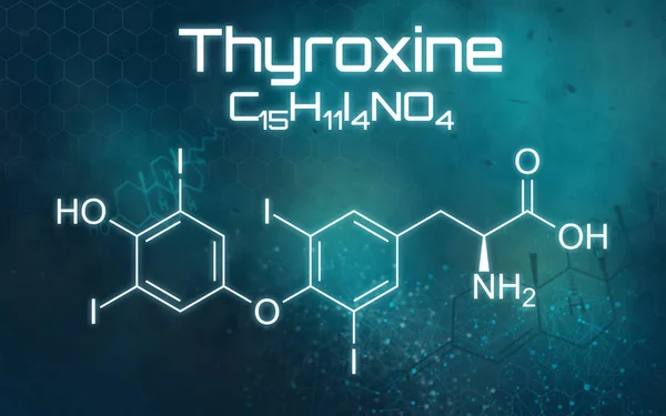 Kemisk formel av tyroxin på en futuristisk bakgrund — Stockfoto