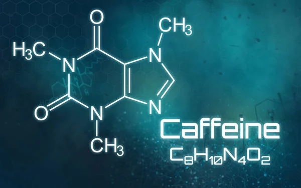 Fórmula química da cafeína em um fundo futurista — Fotografia de Stock