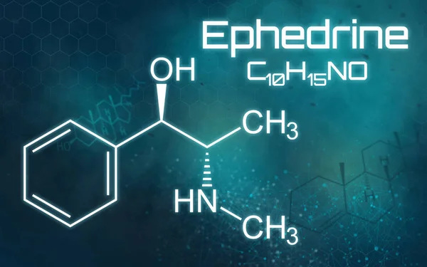 Chemische Formel von Ephedrin auf futuristischem Hintergrund — Stockfoto