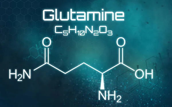 Chemische formule van glutamine op een futuristische achtergrond — Stockfoto