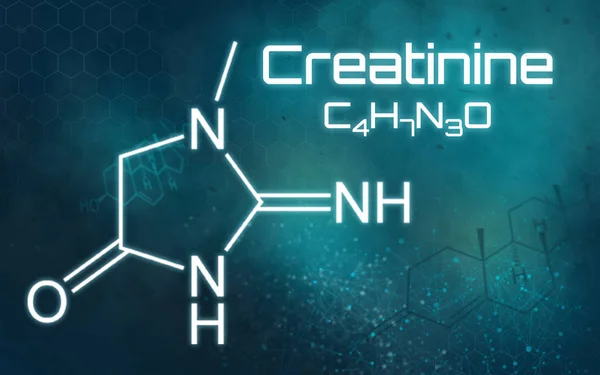 Химическая формула креатинина на футуристическом фоне — стоковое фото