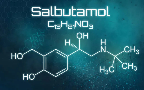 Chemische Formel von Salbutamol auf futuristischem Hintergrund — Stockfoto