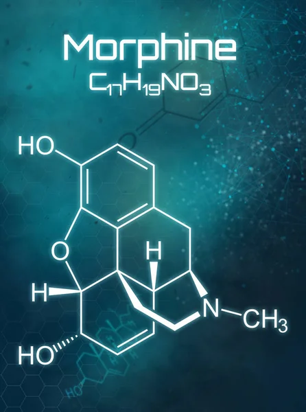 Химическая формула морфина на футуристическом фоне — стоковое фото