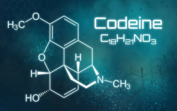 Chemický vzorec kodeinu na futuristické pozadí — Stock fotografie