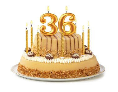 Festive cake with golden candles - Number 36 clipart