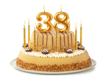 Festive cake with golden candles - Number 38 clipart