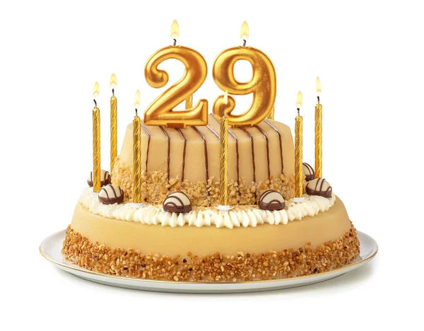 Torta festiva con candele d'oro - Numero 29 — Foto Stock