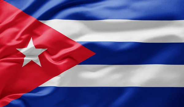 Brandissant le drapeau national de Cuba — Photo