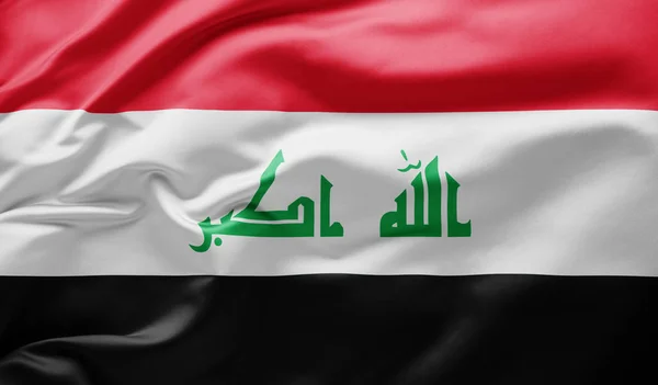 Das Schwenken der irakischen Nationalflagge — Stockfoto