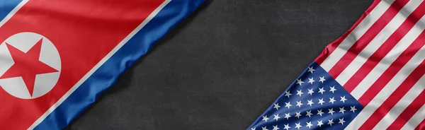 북한과 미국의 국기 — 스톡 사진