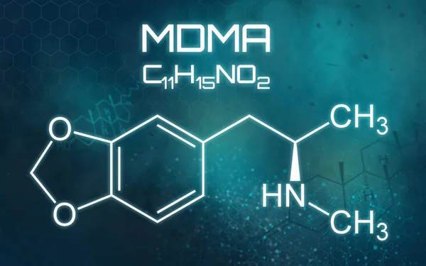 Chemische Formel von mdma auf futuristischem Hintergrund — Stockfoto