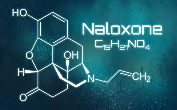 Chemische formule van naloxon op een futuristische achtergrond — Stockfoto