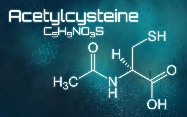 Chemische Formel von Acetylcystein auf futuristischem Hintergrund — Stockfoto