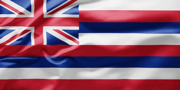 Waving State flag of Hawaii - Spojené státy americké — Stock fotografie