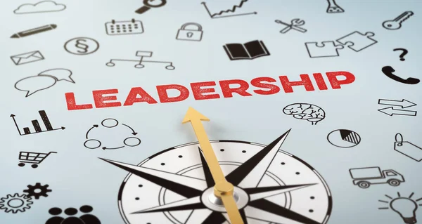 Une boussole avec du texte et des icônes - Leadership — Photo